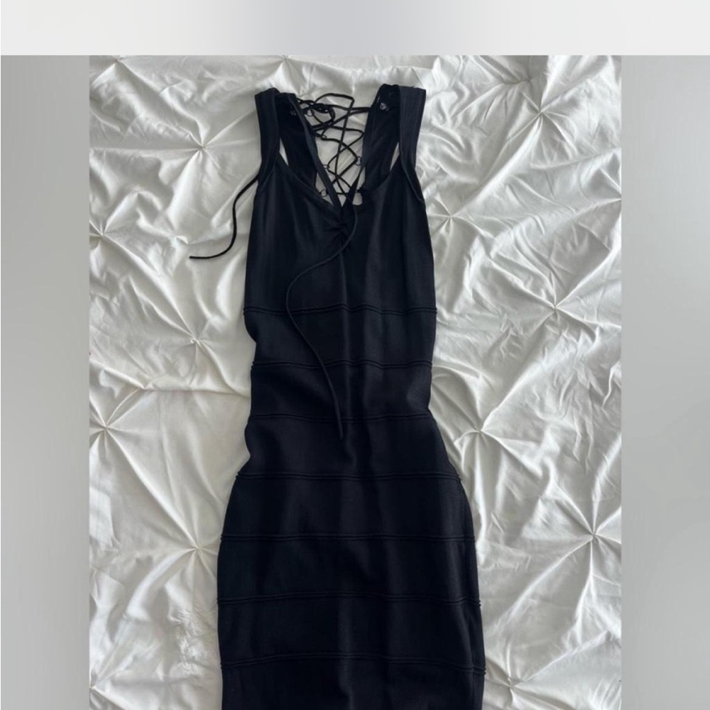 Chic Black Lace-Up Backless Dress